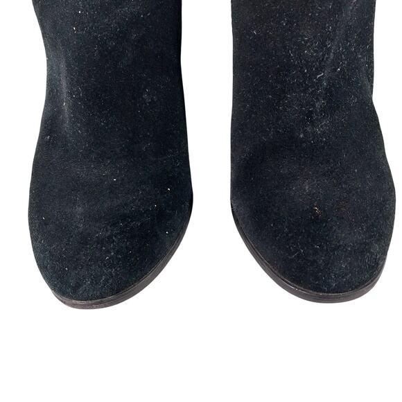 LIMELIGHT! BLACK GENUINE SUEDE LEATHER CHUNKY HEEL 2 ZIPPER ANKLE BOOTS! SZ 9M - Picture 5 of 10